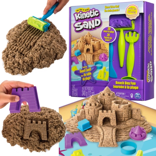 Kinetic Sand día de playa – set con castillo y accesorios