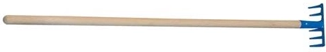 Rastrillo infantil de acero con mango de madera de 10 cm