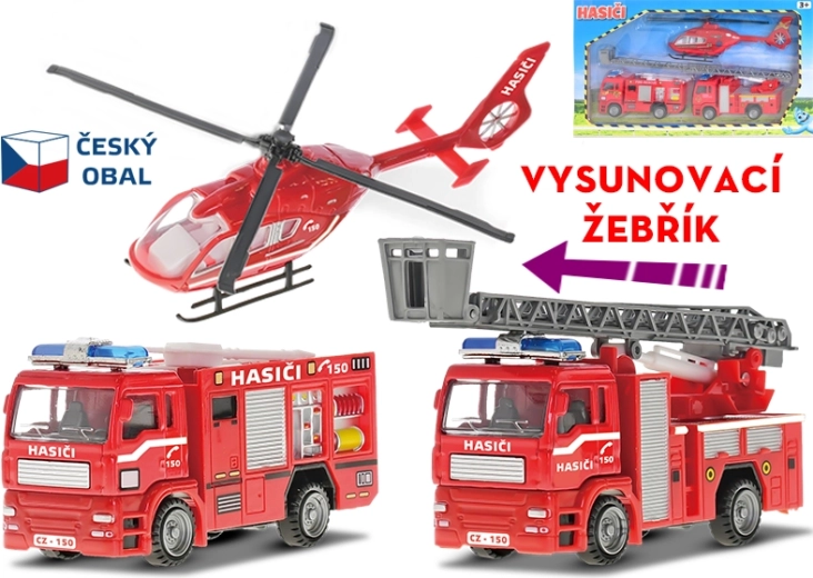 Set metálico de coches de bomberos CZ (3 uds., 12–18 cm)