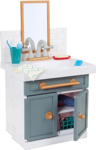Lavabo infantil de baño con espejo y accesorios