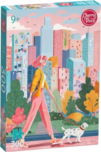 CHERRY PAZZI Puzzle Señorita con perro en la ciudad, 300 piezas