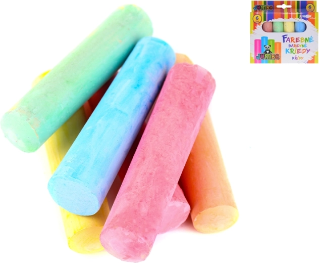 Tizas jumbo de colores para niños de 10 cm (set de 6 unidades)
