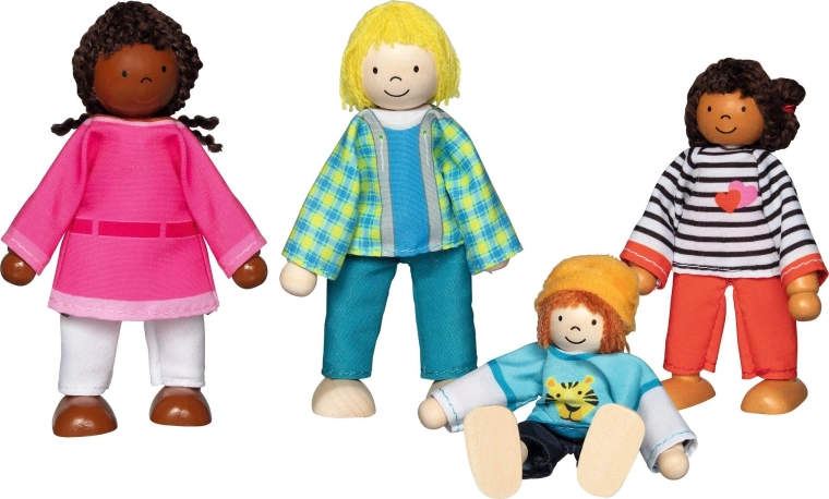 Goki figuras de madera flexibles – familia intercultural