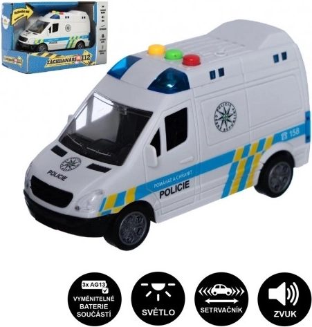 Furgón policial con fricción con luz y sonido, 15 cm