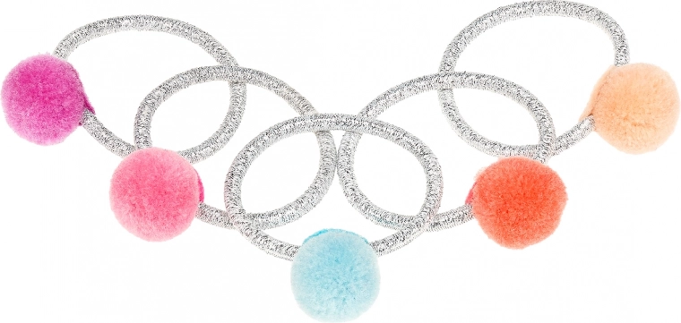 Gomas elásticas para el pelo con pompones de colores - Souza! Elif, 5 uds