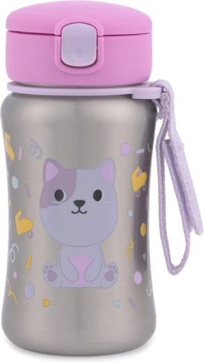 Skip Hop botella de acero inoxidable con pajita para agua Besties Squad gatita