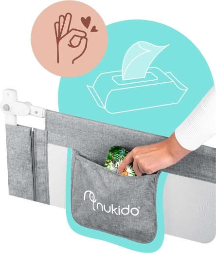 Práctico bolsillo para pequeños objetos junto a la cama