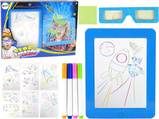 Pizarra mágica de dibujo 3D retroiluminada – azul