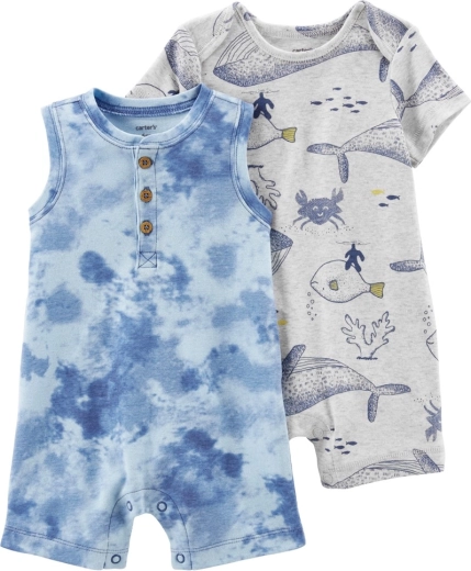 Overoles de verano Carter's de manga corta Grey Ocean para niño, 2 uds.