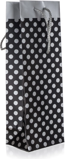 Bolsa de regalo para botella con lunares plateados 12 × 35 × 9 cm