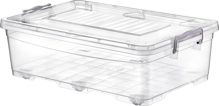 Caja de almacenamiento con tapa y ruedas 30 l transparente