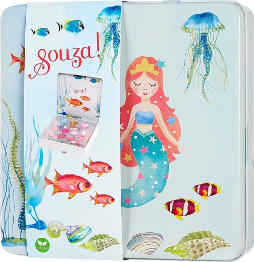 Set de maquillaje infantil en estuche metálico sirena Souza!