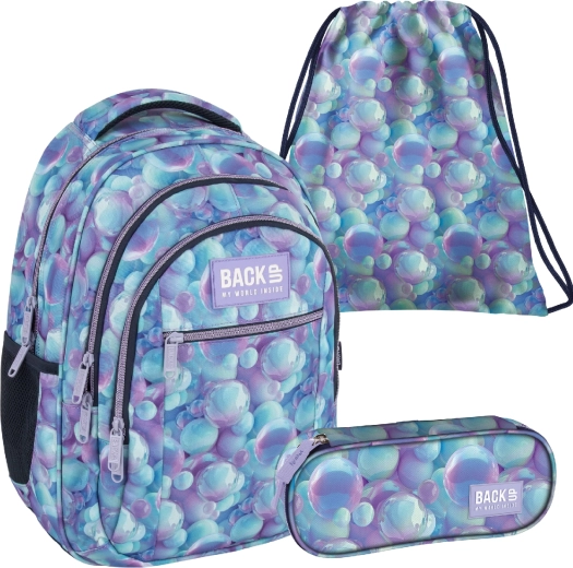 Set escolar BackUP Bubble AI 3 en 1: mochila, estuche y bolsa