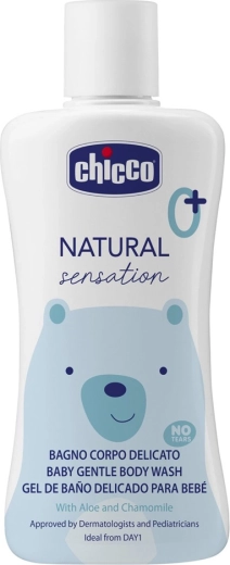 Gel de ducha suave Chicco con aloe vera y manzanilla Natural Sensation 200 ml
