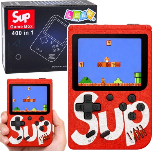 Consola de videojuegos retro portátil SUP con 400 juegos, LCD de 3", roja