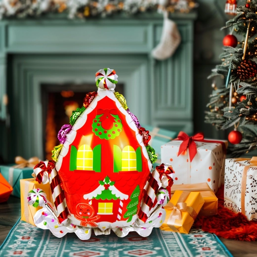 Globo de papel de aluminio navideño con forma de pan de jengibre, 67 × 71 cm