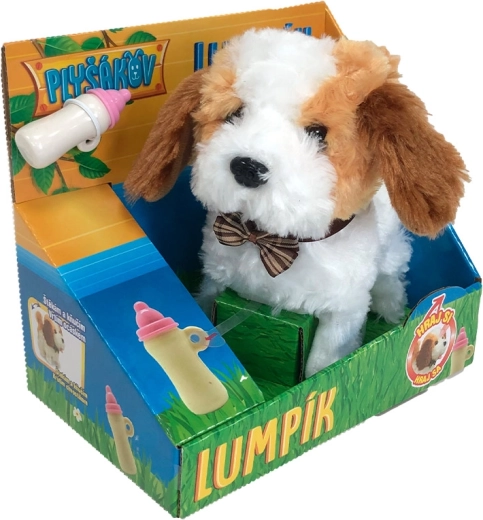 Perrito de peluche Lumpík con biberón interactivo