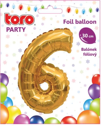 Globo de foil número 6, 30 cm, dorado TORO