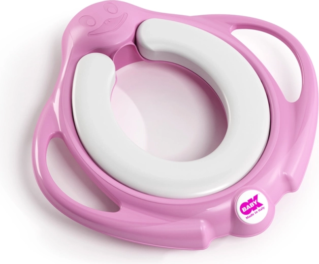 Okbaby pinguo soft reductor de WC blando antideslizante con asas rosa - 1 pieza
