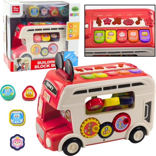 Autobús educativo interactivo con sonidos y luces rojo