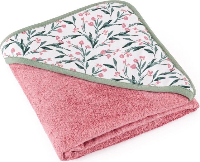 Petite&Mars Toalla de bambú con capucha Loulou pink meadow 100 × 100 cm