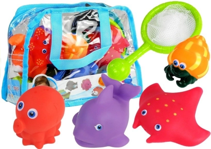 Juego de animales marinos para la bañera con red