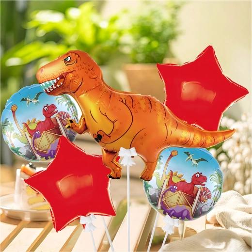 Set de globos de cumpleaños dinosaurio, 5 uds.