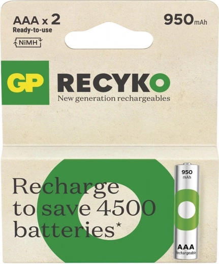 Baterías recargables AAA Ni-MH 950mAh 2 uds GP ReCyko