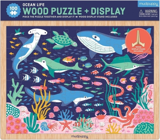 Mudpuppy puzzle de madera Vida en el océano con soporte – 100 piezas