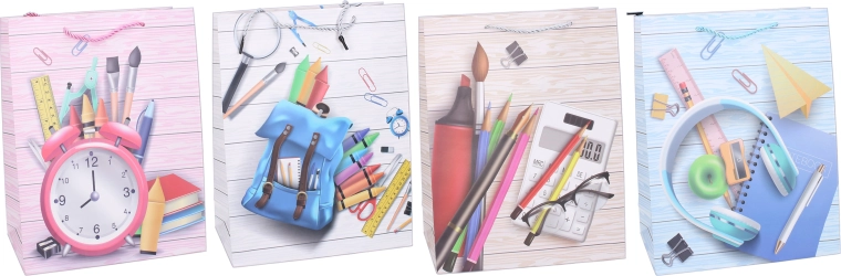 Bolsa de regalo de papel L 31 × 40 × 12 cm – motivo escolar, infantil