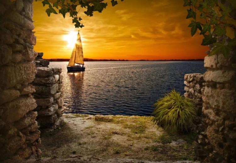 Pintura de diamantes – velero al atardecer 30 × 40 cm