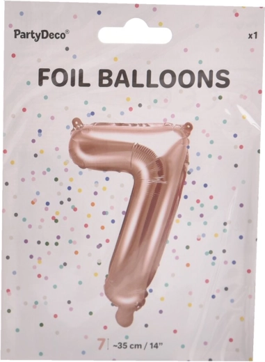 Globo de foil número 7 rosa perlado 35 cm
