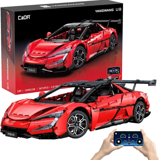 Kit de construcción CaDA coche deportivo BYD YANGWANG U9 con control remoto mediante aplicación, 1:8, 3671 piezas