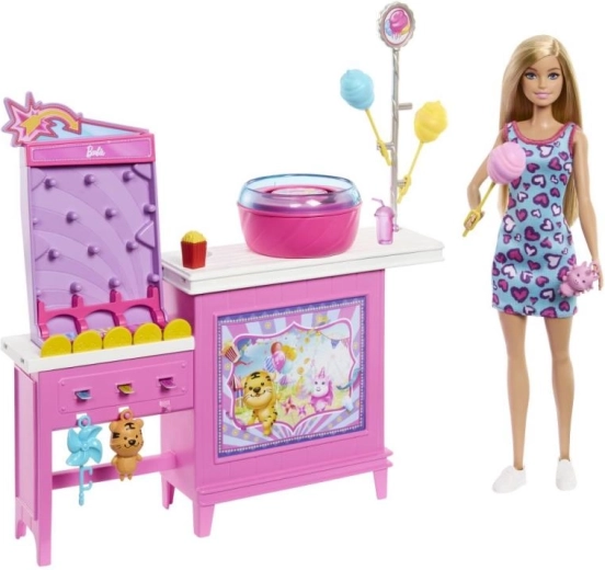 Puesto de algodón de azúcar de Barbie – set de juego con muñeca