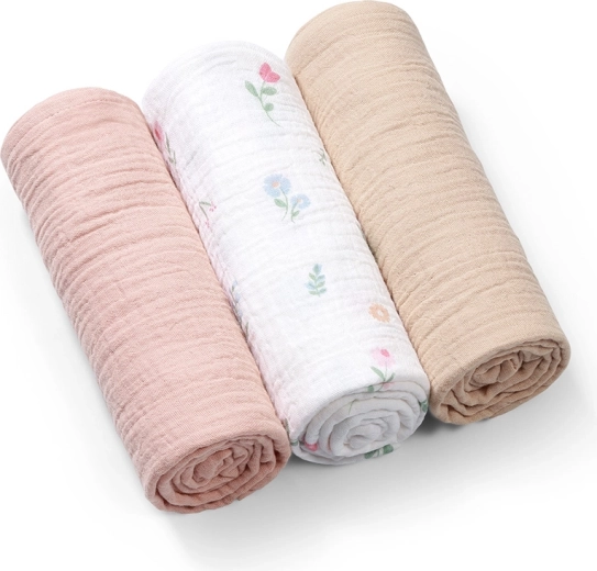 Pañales de muselina BabyOno Super Soft rosas 70 × 70 cm (3 uds.)