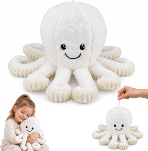 Pulpo de peluche con tentáculos elásticos blanco 50 cm