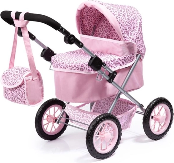 Cochecito para muñecas Bayer Trendy rosa con estampado de leopardo