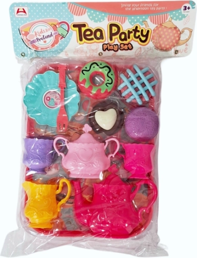 Juego de cocina infantil con vajilla y alimentos