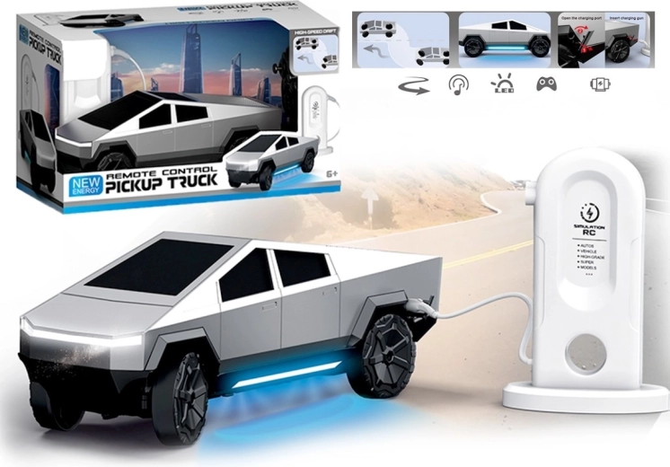 Coche RC futurista con estación de carga