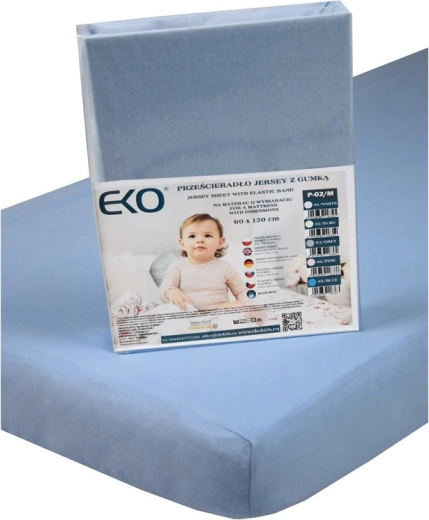Sábana bajera de punto jersey EKO con goma azul 120 × 60 cm