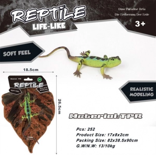Lagartija verde de goma 17 cm