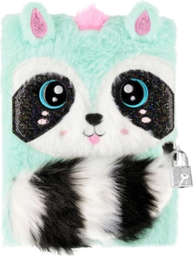 Diario de felpa con candado mapache