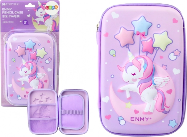 Estuche grande 3D Unicornio, morado 23 × 15 × 5 cm