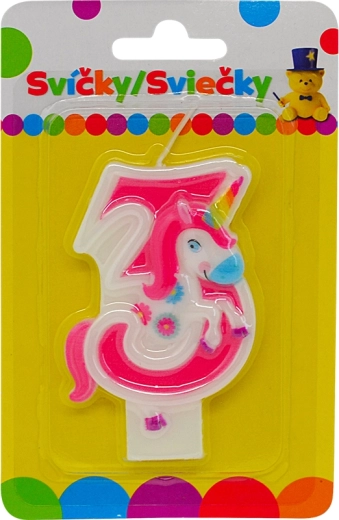 Vela de cumpleaños unicornio – número 3