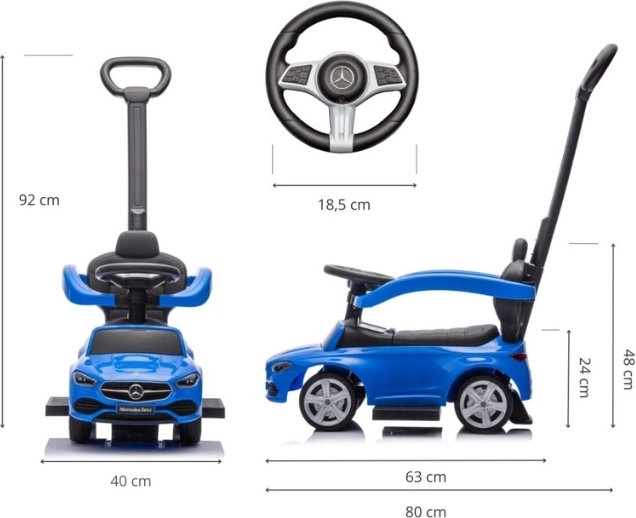 Correpasillos con manillar de empuje Mercedes C-Class azul