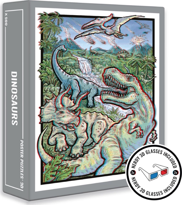 Puzzle Cloudberries Dinosaurs 3D con gafas, 500 piezas
