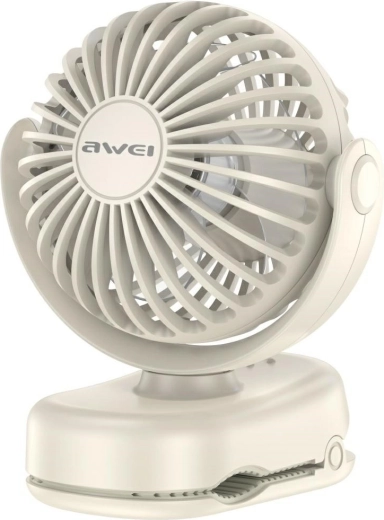 Awei F45 mini ventilador de sobremesa con pinza, blanco