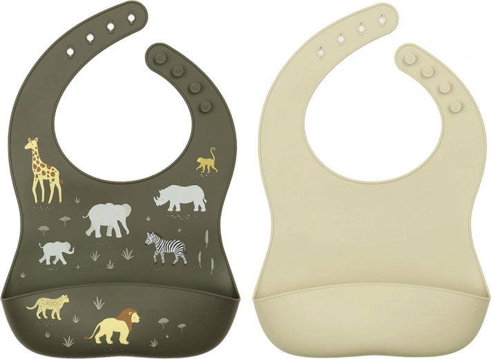 A Little Lovely Company juego de baberos de silicona para niños – Animales