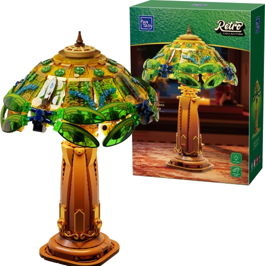 Pantasy lámpara de mesa retro de vitral – set de construcción de 1067 piezas