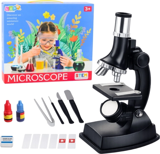 Microscopio educativo infantil 300× con juego de accesorios